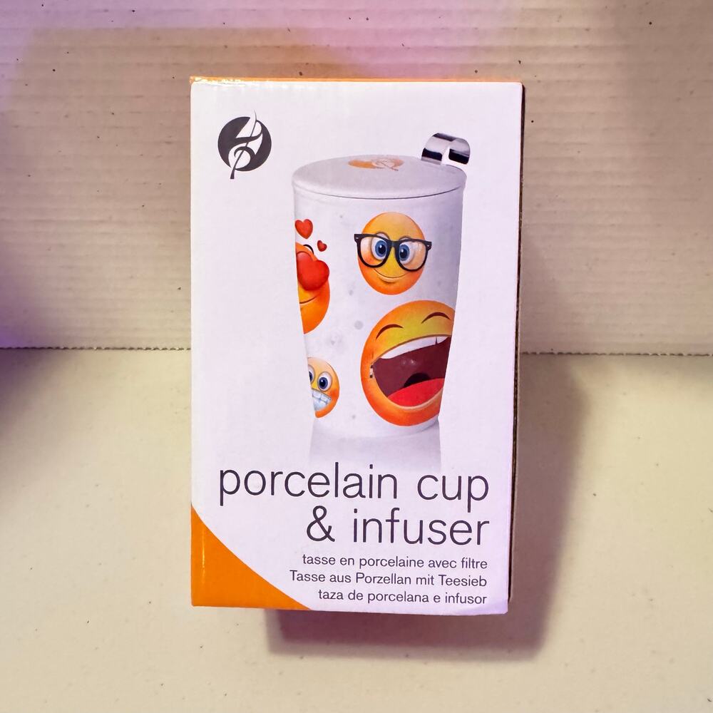 Emoji Porcelain Cup and Infuser for Loose Leaf Tea new in box